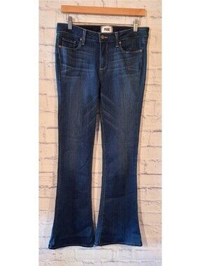 Paige Petite Lou Lou Flared Jeans Womens Size 30 Dark Blue Bell Bottoms Designer